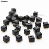 100pcs 4mm Square Crystal Beads Loose Spacer Bead for DIY Jewelry Making