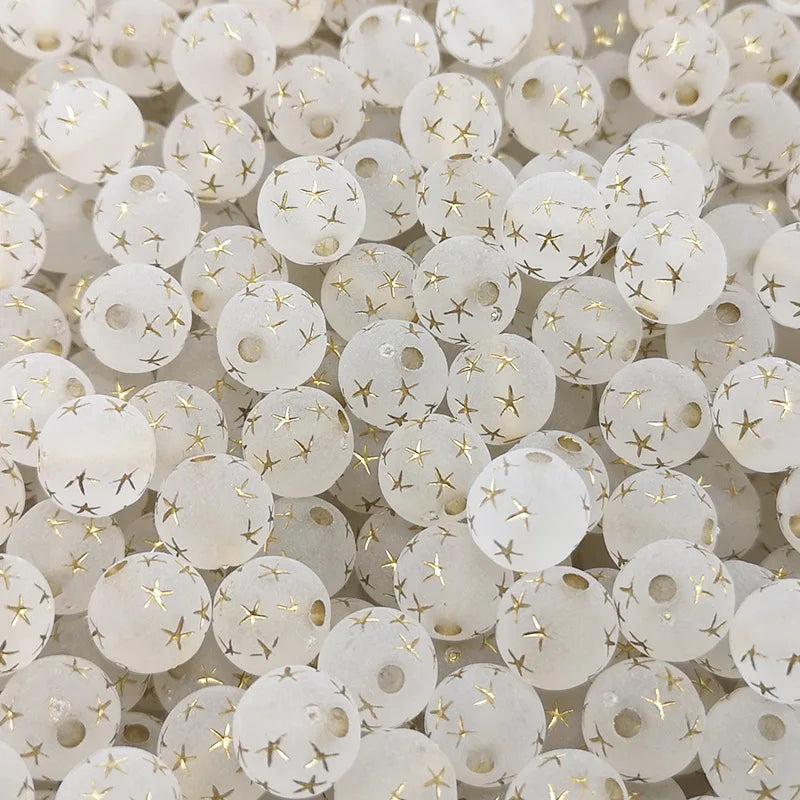 Frosted Acrylic Star Beads Clear Round Spacer Beads for DIY Jewelry Making
