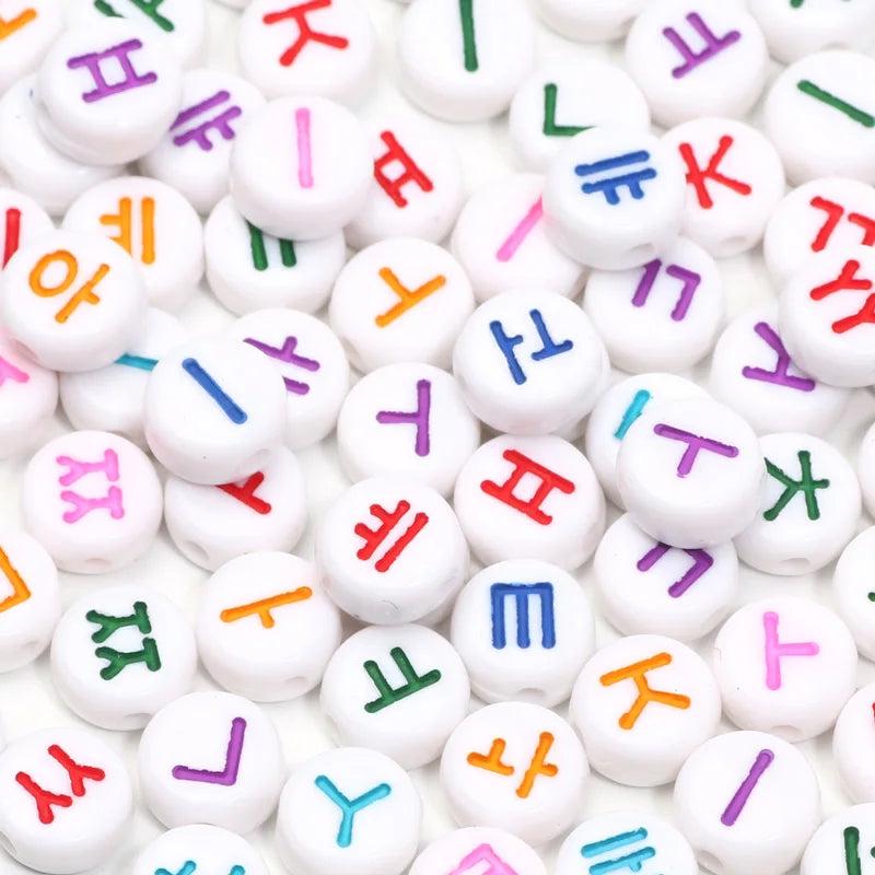 100pcs 7mm Mixed Letters Beads Round Acrylic Beads for DIY Jewelry Making