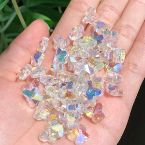 30pc Czech Crystal beads crystal AB Glass Butterfly Shape Faceted Beads