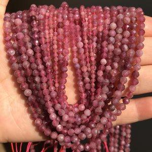 Pink Tourmaline Faceted Round Spacer Beads 2 3 4mm