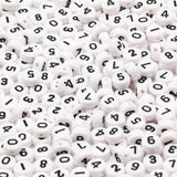 100-500pcs Mixed Digital Acrylic Beads Round Flat Spacer Number Beads