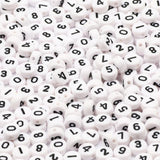 100-500pcs Mixed Digital Acrylic Beads Round Flat Spacer Number Beads