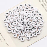 100-500pcs Mixed Digital Acrylic Beads Round Flat Spacer Number Beads