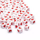 6mm 100pcs Heart Acrylic Beads Square Cube Loose Spacer Beads Jewelry Making