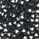 6mm 100pcs Heart Acrylic Beads Square Cube Loose Spacer Beads Jewelry Making