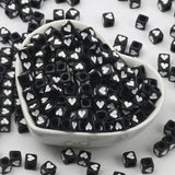 6mm 100pcs Heart Acrylic Beads Square Cube Loose Spacer Beads Jewelry Making