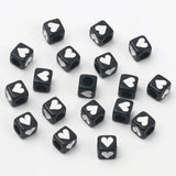 6mm 100pcs Heart Acrylic Beads Square Cube Loose Spacer Beads Jewelry Making
