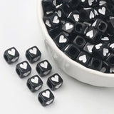 6mm 100pcs Heart Acrylic Beads Square Cube Loose Spacer Beads Jewelry Making