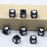 6mm 100pcs Heart Acrylic Beads Square Cube Loose Spacer Beads Jewelry Making