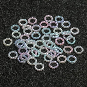 100pcs 10x3mm Gradient Colors ABS Hollow Pearls Loose Ring Beads