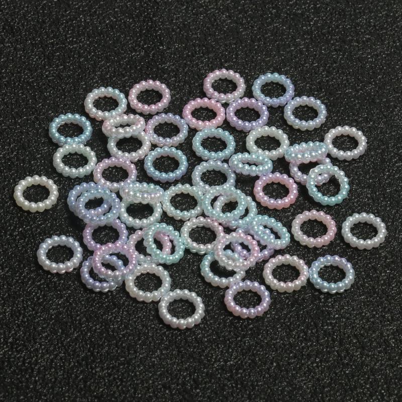 100pcs 10x3mm Gradient Colors ABS Hollow Pearls Loose Ring Beads