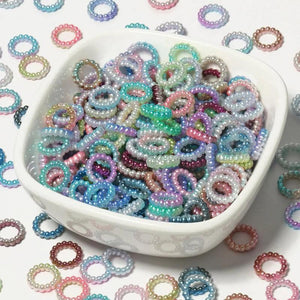 100pcs 10x3mm Gradient Colors ABS Hollow Pearls Loose Ring Beads