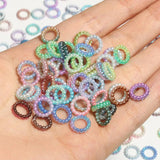 100pcs 10x3mm Gradient Colors ABS Hollow Pearls Loose Ring Beads
