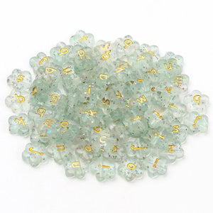 Sequin Acrylic Beads 50pcs Flower & Lowercase Letters for DIY Jewelry Making
