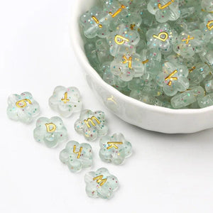 Sequin Acrylic Beads 50pcs Flower & Lowercase Letters for DIY Jewelry Making
