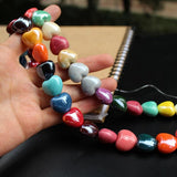 20Pcs Simply Heart Shape Ceramic Beads Multi-color for Bracelet DIY