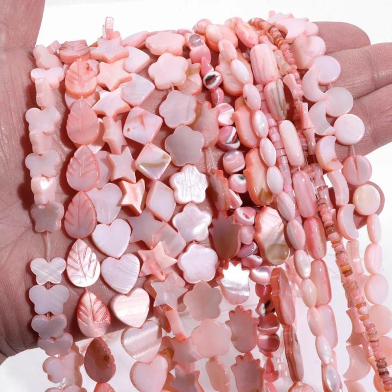 Pink Mother of Pearl Shell Beads for DIY Jewelry