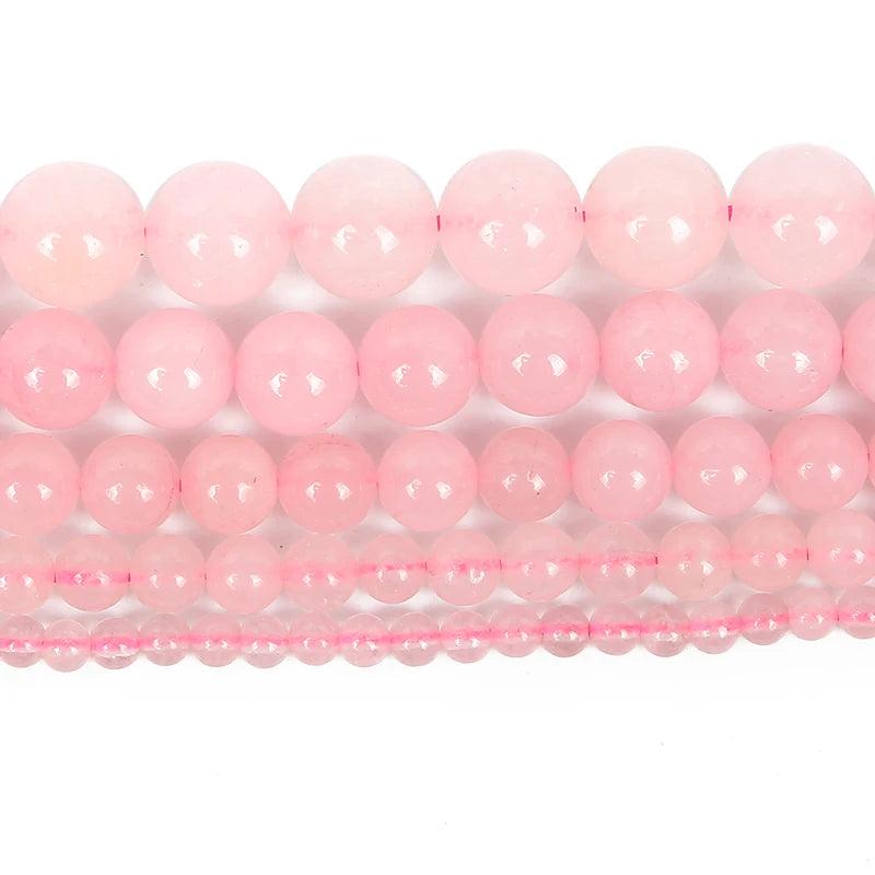 Pink Rose Quartz Charm Round Natural Stone Beads 4-12MM