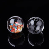 5pcs Clear Round Hollow Blown Glass Beads Charm Double Hole Globe Ball Beads