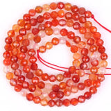 Natural Faceted Red Agate Carnelian Gemstone Round Spacer Beads 2-4mm