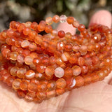 Natural Faceted Red Agate Carnelian Gemstone Round Spacer Beads 2-4mm