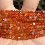Natural Faceted Red Agate Carnelian Gemstone Round Spacer Beads 2-4mm