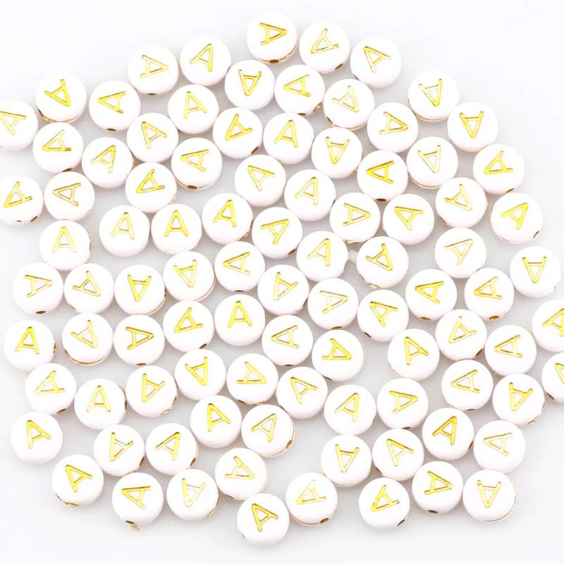 100Pcs 7mm Round Letter Spacer Beads Jewelry Making DIY Necklace Bracelet