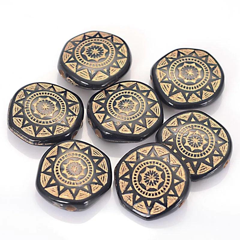 50Pcs 18MM Plating Acrylic Flat Round Shape Sun Chakra Talisman Spacer Beads