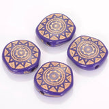 50Pcs 18MM Plating Acrylic Flat Round Shape Sun Chakra Talisman Spacer Beads