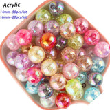 14/16MM AB Transparent Crackle Round Acrylic Beads For Jewelry Making