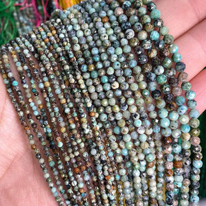 Natural African Turquoise Faceted Round Beads 2-4MM