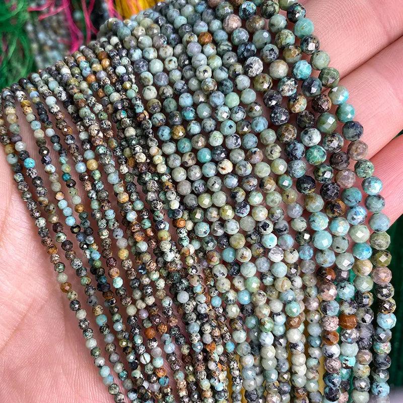 Natural African Turquoise Faceted Round Beads 2-4MM