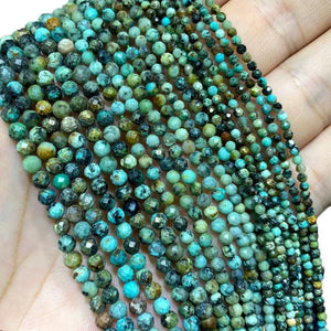 Natural African Turquoise Faceted Round Beads 2-4MM