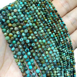 Natural African Turquoise Faceted Round Beads 2-4MM