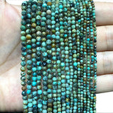 Natural African Turquoise Faceted Round Beads 2-4MM