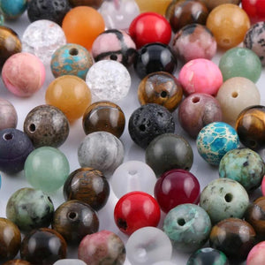 100 Pcs Natural Stone Beads Mix 6-8mm Loose Beads for Jewelry Making DIY
