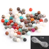 100 Pcs Natural Stone Beads Mix 6-8mm Loose Beads for Jewelry Making DIY