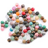 100 Pcs Natural Stone Beads Mix 6-8mm Loose Beads for Jewelry Making DIY