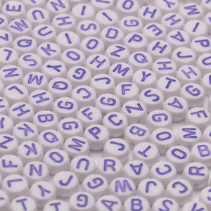 Purple Alphabet Letter Beads Charms Bracelet Necklace DIY Jewelry Making