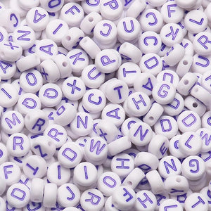 Purple Alphabet Letter Beads Charms Bracelet Necklace DIY Jewelry Making
