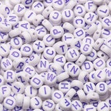 Purple Alphabet Letter Beads Charms Bracelet Necklace DIY Jewelry Making