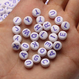 Purple Alphabet Letter Beads Charms Bracelet Necklace DIY Jewelry Making