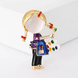 Colorful Enamel Painting Girl Brooch Metal Office Party Pin
