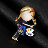 Colorful Enamel Painting Girl Brooch Metal Office Party Pin