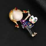 Colorful Enamel Painting Girl Brooch Metal Office Party Pin