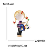 Colorful Enamel Painting Girl Brooch Metal Office Party Pin