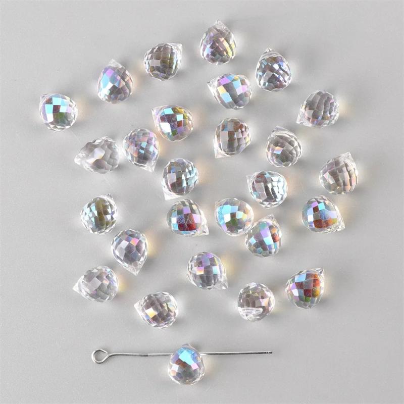 30pcs AB Austria Crystal Beads Faceted Spacer Glass Beads Charm For Jewelry