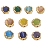 5pcs Natural Stone Beads Stainless Steel Bracelets DIY Moonstone Cat Eye Spa