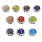 5pcs Natural Stone Beads Stainless Steel Bracelets DIY Moonstone Cat Eye Spa